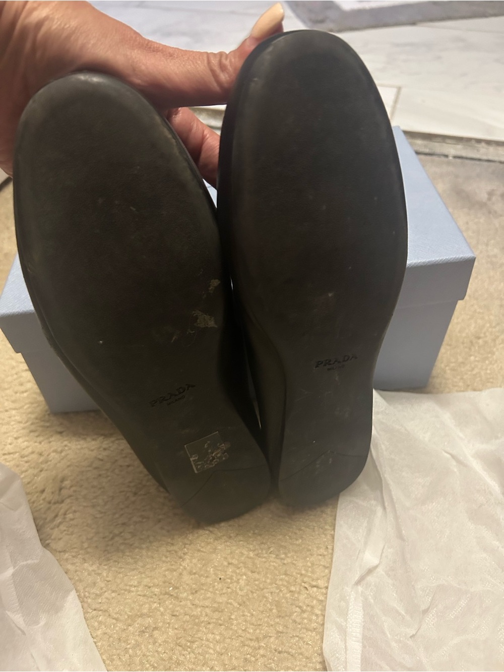 AUTHENTIC PRADA black leather Mary Jane flats. - Picture 15 of 16